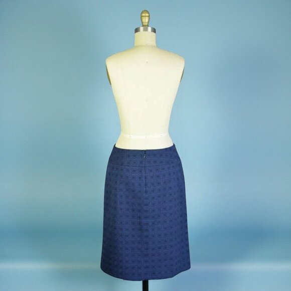 TALBOTS GEOMETRIC PRINT BLUE PENCIL SKIRT - Picture 5 of 7